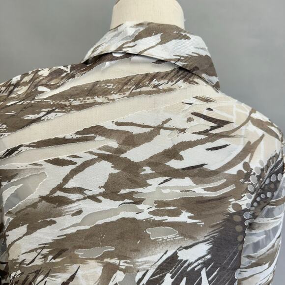 Chico's Leopard Animal Print Sheer Open Front Shirt Cardigan size 2 US Large/12 - Picture 14 of 16